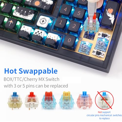 Image of MOLGRIA SKYLOONG GK980 98-Key RGB Backlit Gaming Keyboard with Side Transparent Pudding Keycaps, Hot Swappable Red Mechinery Switches, Type C Wired Knob Mechanical Keyboard for Win /Mac OS