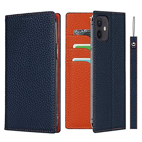 Étui portefeuille iPhone 12 Mini en cuir bleu un compagnon chic et protecteur