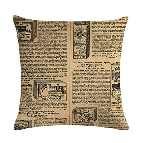 Nunubee Funda de Cojine Lino 45 x 45 Funda de Almohada Sofá Sala de Estar Dormitorio Cama Decorativos, Alfabeto inglés Vintage