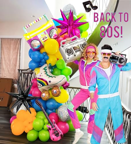 80S Music Theme Balloon Garland arch kit 160pcs with guitar disco ball musical note mylar balloon for back to 80s 90s disco Birthday party graduation prom 2025 grad decorations - Image 3