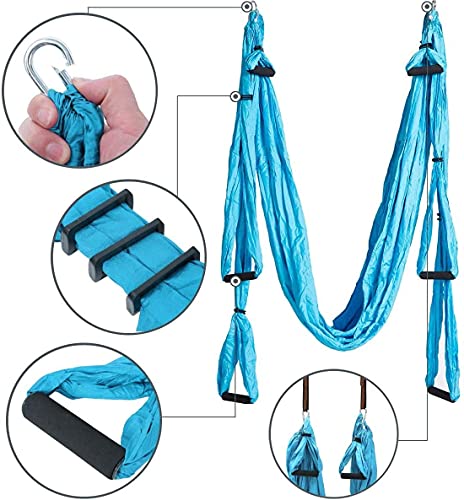 Aerial-Yoga-Swing-Set-Yoga-Hammock-Trapeze-Sling-Inversion-Tool-for-Indoor-Home-Fitness-Blue