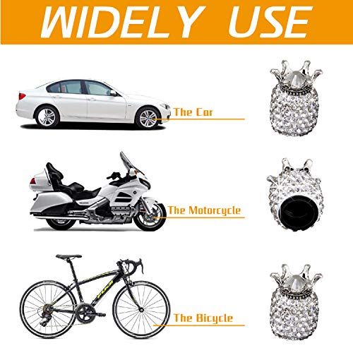 image for JUSTTOP Car Wheel Tire Valve, 4 Pack Handmade Crown Crystal Rhinestone