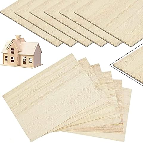 12 Pack Balsa Wood Sheets,200x100x1mm Thin,Unfinished Plywood Square Light Craft Model Craft Wooden Plate for Airplane,Boat,Craft Model Cover