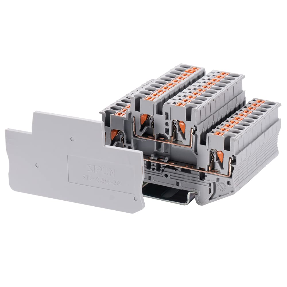 ST2-2.5/2-2 Bornier de rail DIN double couche à 2 niveaux Push in PT Type 30 pièces