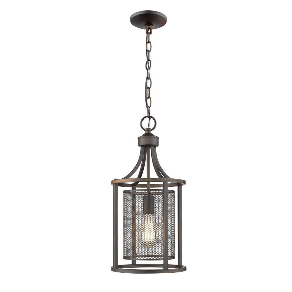EGLO Lighting 202812A Verona - One Light Pendant, Oil Rubbed Bronze Finish with Metal Cage Shade, 20.00x10.00x10.00