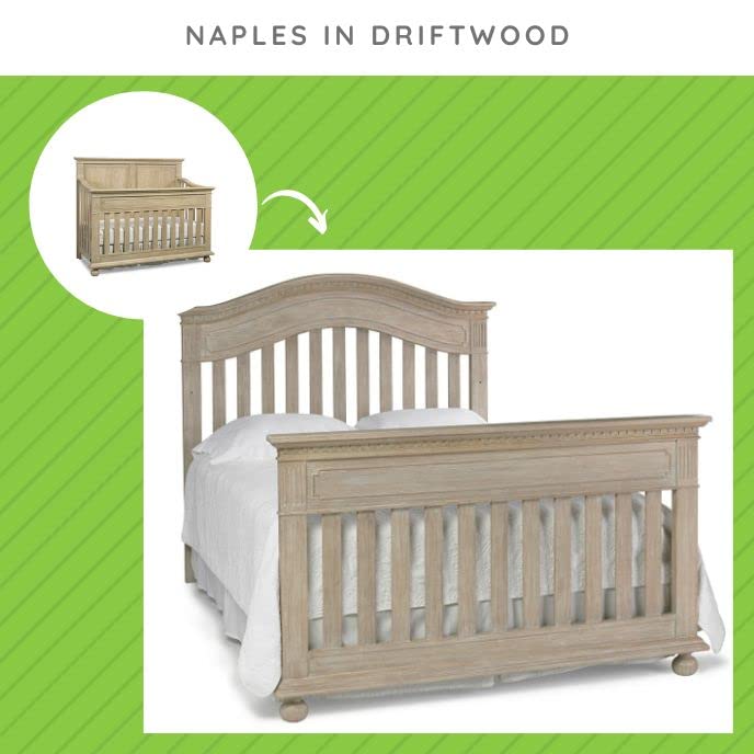 Image of Full-Size Conversion Kit Bed Rails for Dolce Babi Convertible Cribs - Solid Wood Rail - Toddler and Adult Bed Rail for Full-Size Beds - Essential Nursery & Baby Furniture (Driftwood)