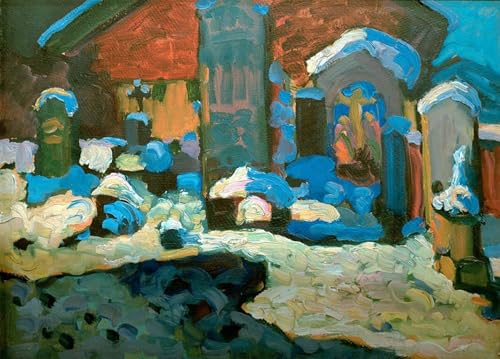 Cuadro Pintura al óleo de Kandinsky Cementerio de Kchsel SERENDIPITP para decoración de 60x90cm
