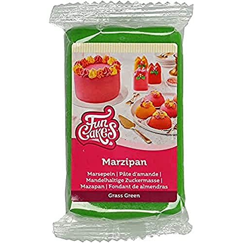 FunCakes Mandelhaltige Zuckermasse (holländisches Marzipan) Grass Green: Einfach zu verwenden und geschmeidig, perfekt zum Dekorieren von Kuchen, Halal, koscher und glutenfrei, 250 g