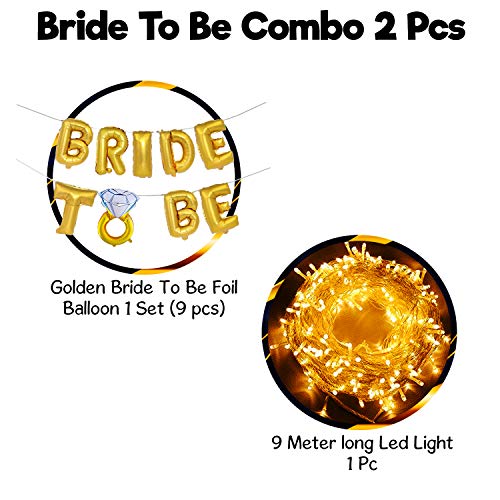 Image of Party Propz Golden Bride To Be Decoration Kit -2Pcs Bride to be ring foil balloon With Led Light Bachelorette Decorations Items For Bridal Shower Decorations Items /Bachelorette