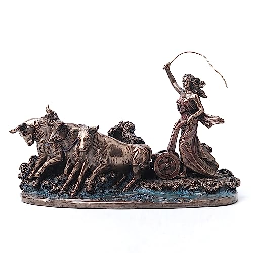 Estatua Gefjon Diosa Nórdica de Bronce 7.5 in miniatura 7