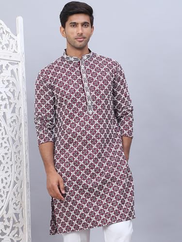 Image of Jompers Rayon Embroidered & Sequins Regular Fit Kurtas for Men.