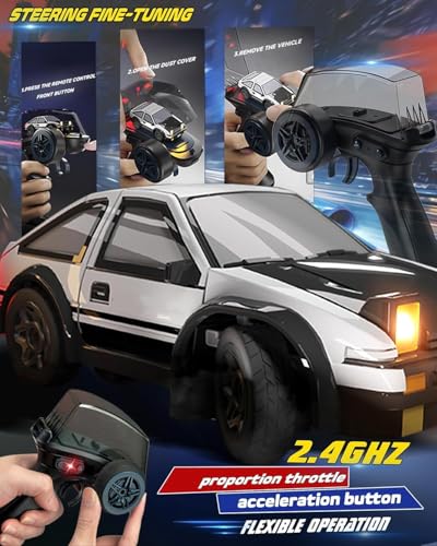 Image of Samtop Mini RC Drift Car for Adults, 1 /64 Rc Small RC Car Desktop Remote Control Cars with LED Lights, 4 * 4 Desk Drifting Crawler for Race, Hobby Gifts and Toys