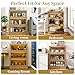 BONITURE Display Cabinet with Acrylic Glass Doors,3-Tiers Curio Cabinet with LED Lighting for Collectibles, Collectibles Toy Organizers Rack & Display Shelf Display Case Storage Cabinet, Nature