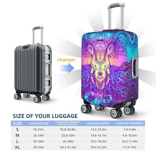 Elephant In Tribal Style Print Luggage Cover For Suitcase,Washable Elastic Travel Suitcase Protector With Zipper Closure And Bottom Buckle – Fits 18-32" Luggage-Large4