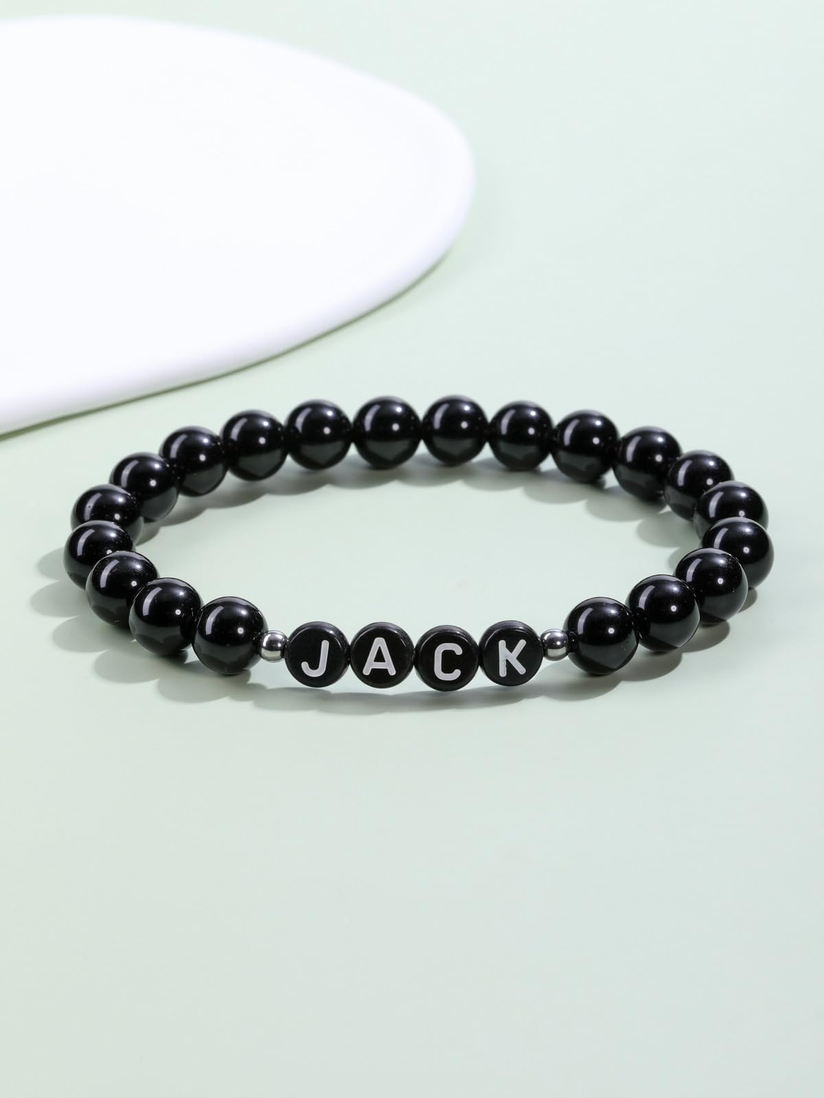YDYDTTKD Pulseras Personalizadas para Mujeres, Hombres, Regalos, Letra Inicial grabada Personalizada, Pulsera con Cuentas, Regalos de cumpleaños para mamá, papá, Novio, San Valentín, Aniversario,