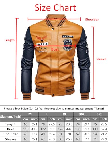 chuida Men's Faux Leather Bomber Jacket Leather Jacket Stand Collar Lightweight leather jacket Motorcycle PU Jacket4