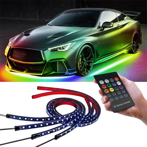 RGB LEDテープ 4本セ 120 150㎝ サウンドセンサー内蔵 防水 B Amazon | RGB LEDテープ 車用 車 テープライト アンダーライト 4