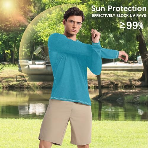 Blue Texture Sun Protection SPF Rash Guard Shirt Breathable Long Sleeve Sun Protection Long Sleeve Beach4