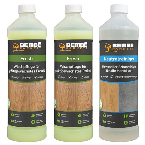Bembé Pflege-Set für geöltes Parkett, Fresh Parkettpflege 2 Liter + Neutralreiniger 1 Liter