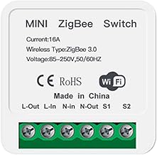 Hosioe Módulo de interruptor Mini ZigBee 3.0 16A Interruptor de luz de relé inteligente APP Controle remoto Controle de voz Módulo de disjuntor DIY Automação de eletrodomésticos (AC 85-250V)