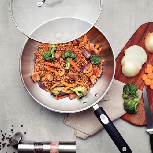 Wok de acero inoxidable con tapa de vidrio 12.5 pulgadas miniatura 6