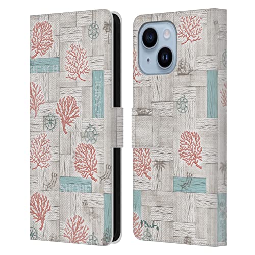 Étui portefeuille iPhone 14 Plus Paul Brent Coral Azul en cuir Head Case Designs