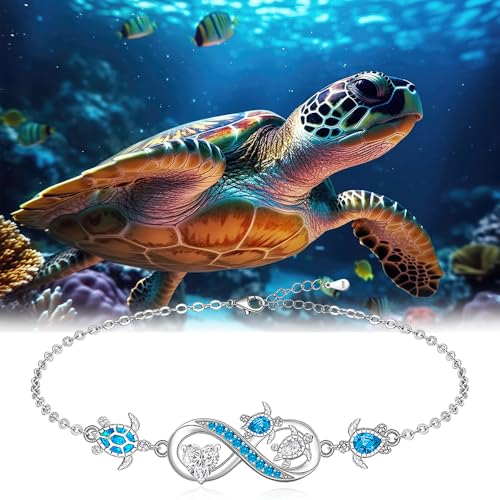 Sea Turtle Gifts for Women Sea Turtle Bracelet for Women Sterling Silver Adjustable Ocean Beach Hawaiian Sea Jewelry Christmas Birthday Gifts3