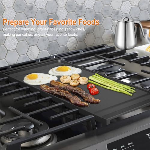 Image of WB31X24738 Stove Top Griddle for GE Gas Range,Aluminum,9x19.5 Inch | 9x19.5 Inch Nonstick Center Griddle Compatible with GE Appliance, Cooktop Flat Plate for GE Stovetop Parts