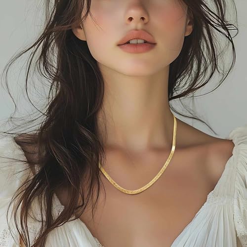 14K Gold Chain for Women Snake Necklaces for Women Trendy Snake Chains with Patterns Necklace Mens Gold Chains 16-24 Inches 4mm3