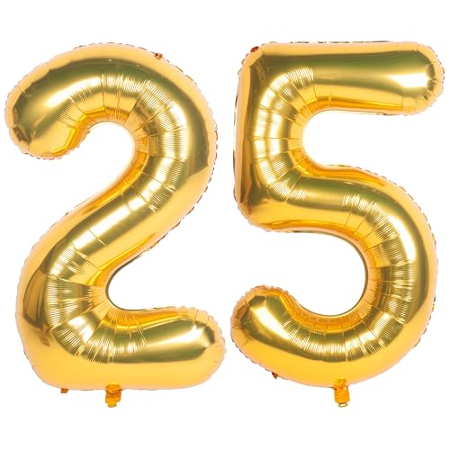 Image of 40 Inch gold Number Balloons 25 Helium Foil Mylar Balloon | Birthday Party banquet Decoration 25