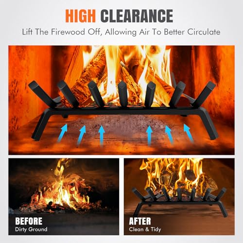 Inno Stage Fireplace Grates With Ember Retainer- 21 Inch Fireplace Log Grate Heavy Duty Solid Steel 7-Bars, Fire Grate, Inside Wrought Cast Iron Wood Stove Pit For Indoor Outdoor Chimney Hearth thumb #6