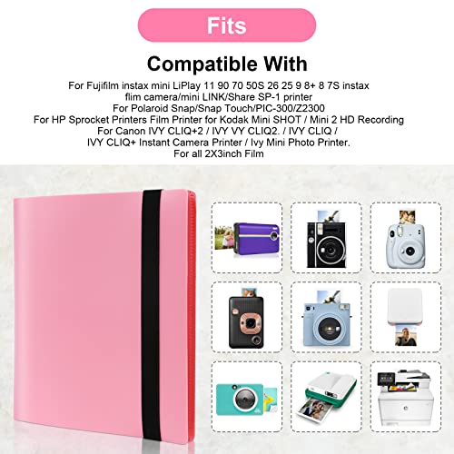 Photo Albums, 160 Pockets Scrapbook Memory Book, 40 Pages Mini Film Album for Polaroid Zink Photo Paper/Fujifilm Instax Mini Film/Kodak Zink Photo Paper/Sprocket Photo Paper - Pink - Image 4