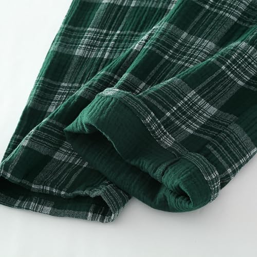 Image of STMAHER 2 Pack Men's Cotton Pajama Bottoms Lightweight Sleep Lounge Pants Plaid Sleepwear Long Pj Pants With Pocket