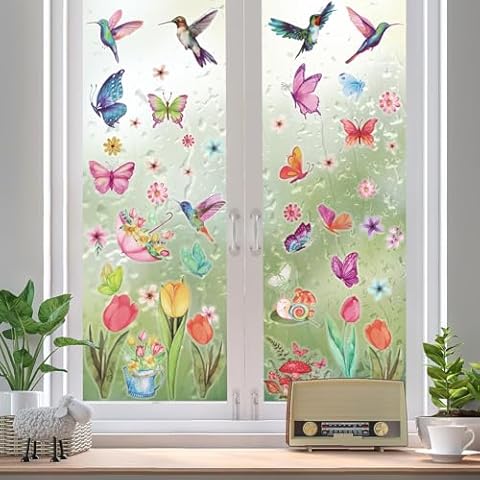 AUGSUN 83 Pièces Autocollants de Fenêtre Printemps Cover