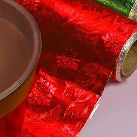 Premium Floral Foil Wrapping Paper - 20 Inches By 10 Yards (Cardinal Red) Cover