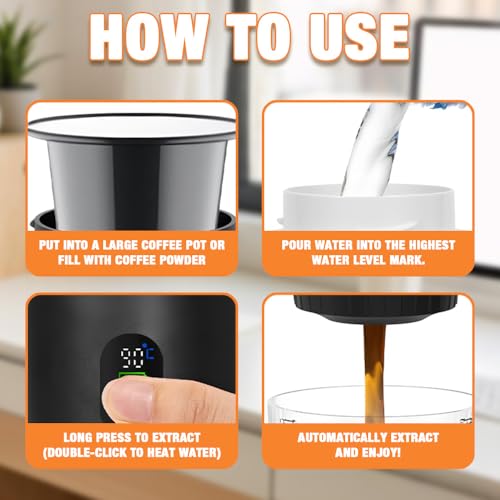 Mineup Portable Espresso Maker, Travel Coffee Brewer, Self-Heating Car Coffee Machine with USB-C, Compatible With Ground Coffee & NS Capsules, Ideal for RV, Home, Hiking, Black - Image 4