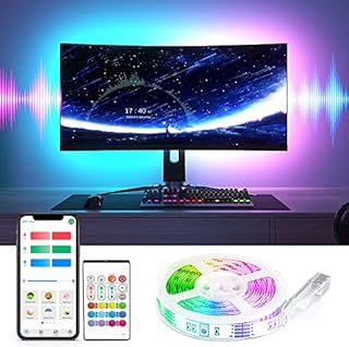 Bluetooth TV LED Backlights, Bason 2.5m USB Led Strip Light for 32-58 inch App Control Music Sync, Smart TV Bias Lighting with Remote, 5050 RGB Strip Light for TV PC Monitor Computer Ambient Lighting