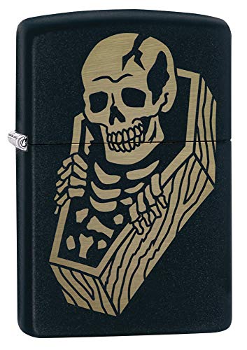 Encendedor Zippo Skeleton Coffin Black Matte miniatura 1