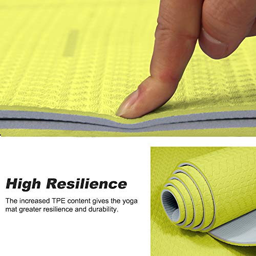 Foto von ATIVAFIT TPE Gymnastikmatte, rutschfeste Yogamatte Fitnessmatte Trainingsmatte Sportmatte für Fitness Pilates mit Tragegurt - Maße 183 * 59 * 0.6 cm