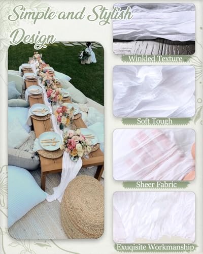 White-Cheesecloth-Table-Runner-10FT-5Packs-Gauze-Table-Runner-120-x-35-for-Wedding-Easter-Thanksgiving-Christmas-Holiday-Table-Decorations White Cheesecloth Table Runner 10FT 5Packs Gauze Table Runner 120 x 35 for Wedding Easter Thanksgiving Christmas Holiday Table Decorations