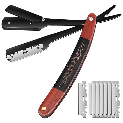 Maquinilla de afeitar profesional de borde recto con 100 cuchillas individuales, afeitadora de acero inoxidable de primera calidad para hombres, uso