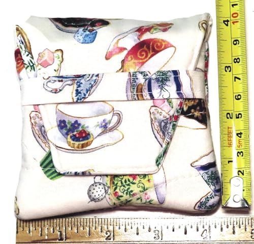 Generic Tea Bag Wallet In A Large Tea Bag Shape In Victorian Tea Cups Fabric thumb #2