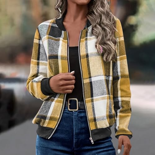 Shackets for Women 2025 Trendy Flannel Plaid Zip Up Jackets Casual Lightweight Long Sleeve Outerwear Fall Fashion2