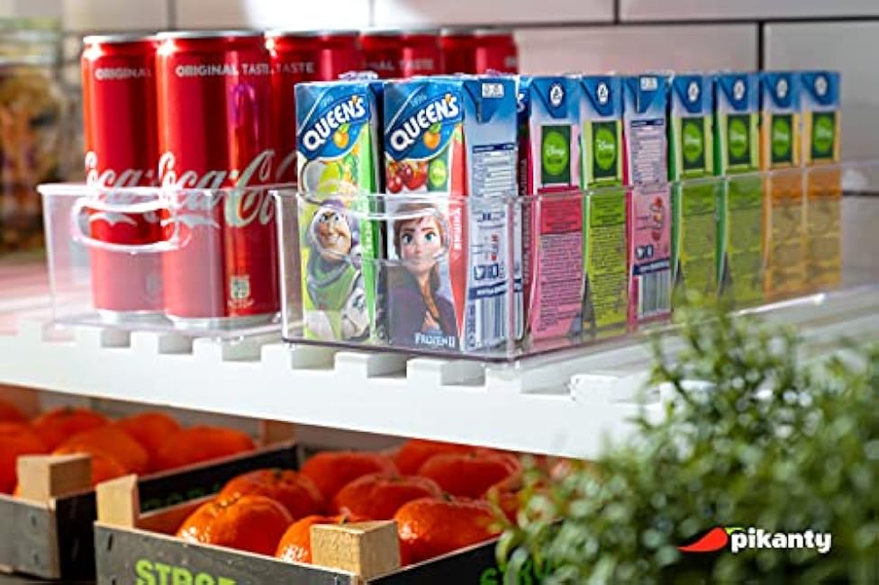 15-Inch Refrigerator Organizer Bin with Handles - Clear Plastic Storage for Fridge, Pantry, or Countertop - Dishwasher Safe - Made in the USA