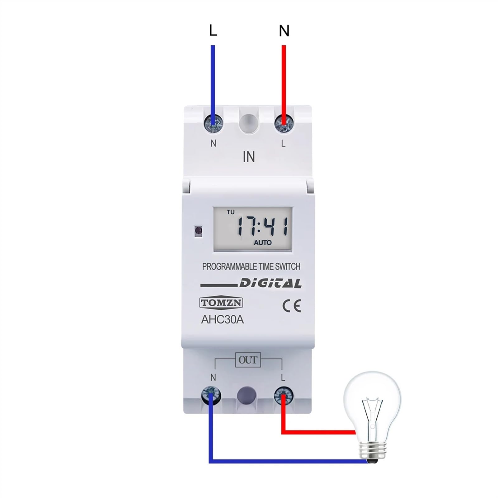Na szynie DIN jednofazowy tygodniowy 7-dniowy programowalny cyfrowy przekaźnik czasowy wyłącznik czasowy AC 220 V 230 V 12 V 24 V 48 V 16 A (15 A, 220 V AC)