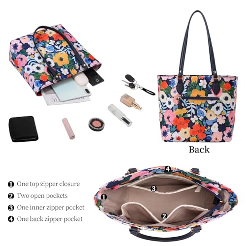 Image of Tote bags for women, tote purse, nylon tote bag, with zipper and pockets, waterproof