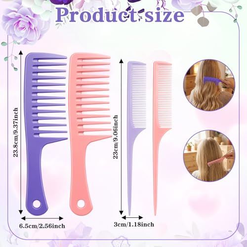 Peine ancho para rizos Mabor 4 piezas rosa y morado miniatura 2