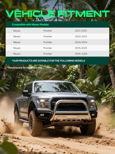 Image of YHTAUTO 3 inch Bull Bar Push Bar with Skid Plate Light Mount Fit Nissan Frontier 2022 2023 2024 2025 2026, S /S 304 Brush Guard for Truck Front Bumper Off Road Accessories