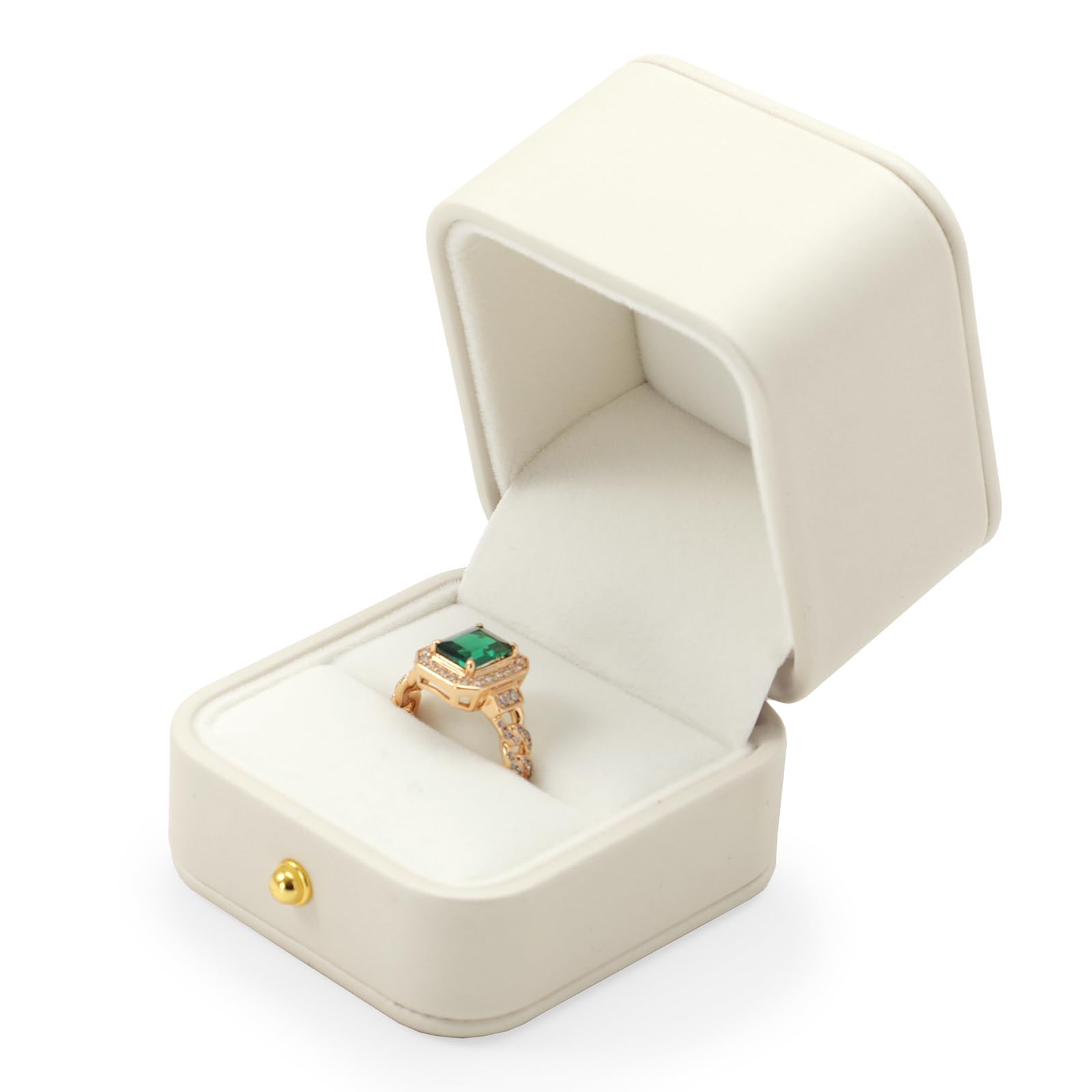 Oirlv Blanc PU Cuir Boite Bague Fiancaille,Ecrin Bague,Ring box pour Mariage Proposition Anniversaire Saint Valentin