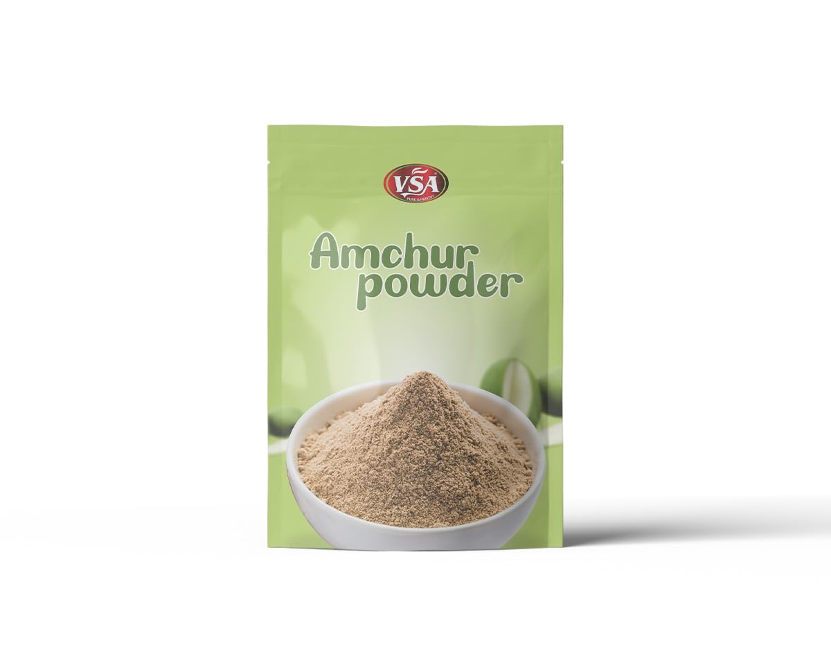 VSA Organic Dry Mango Ground, Amchur Powder 500 gm 100% natural Indian Spice - No Fillers or Artificial Colorants - Easy to Use
